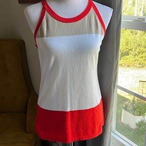 EUC Banana Republic Cotton Blend Lava Horizontal Block Stripe Sleeveless Top